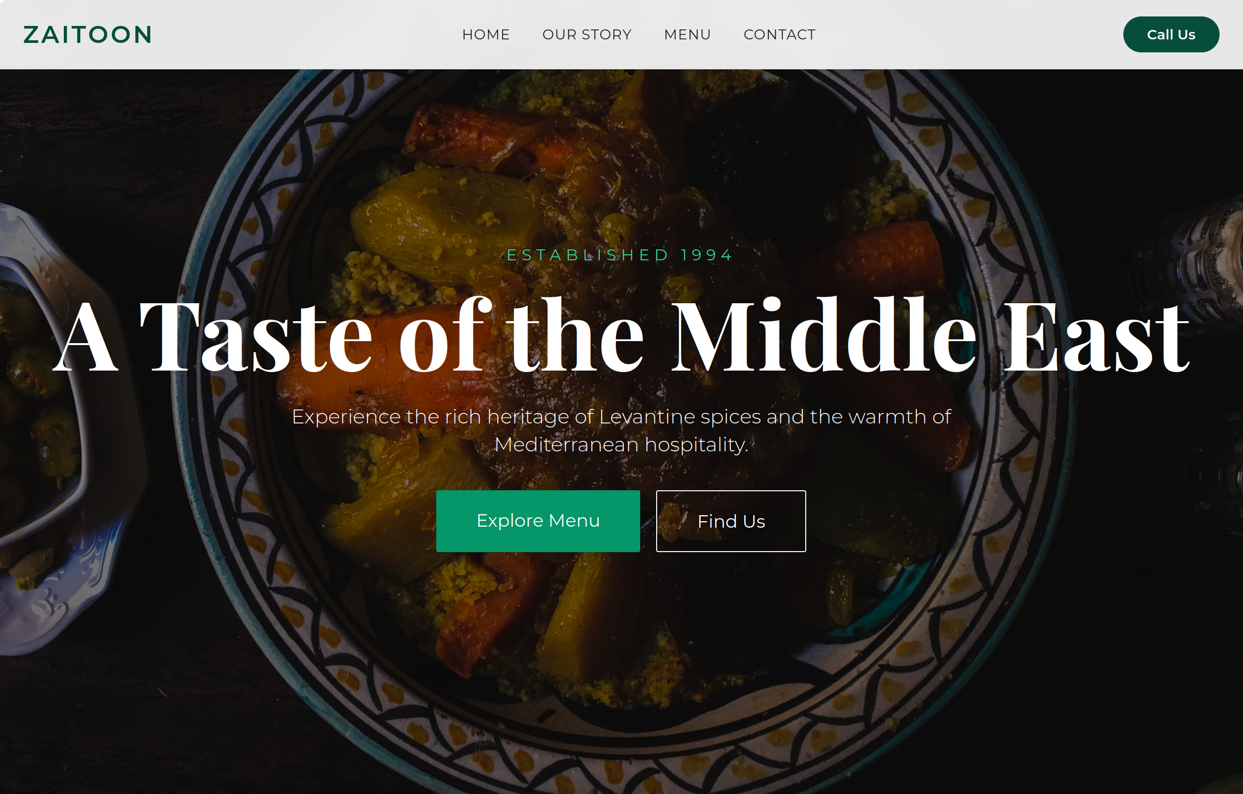 Zaitoon restaurant website